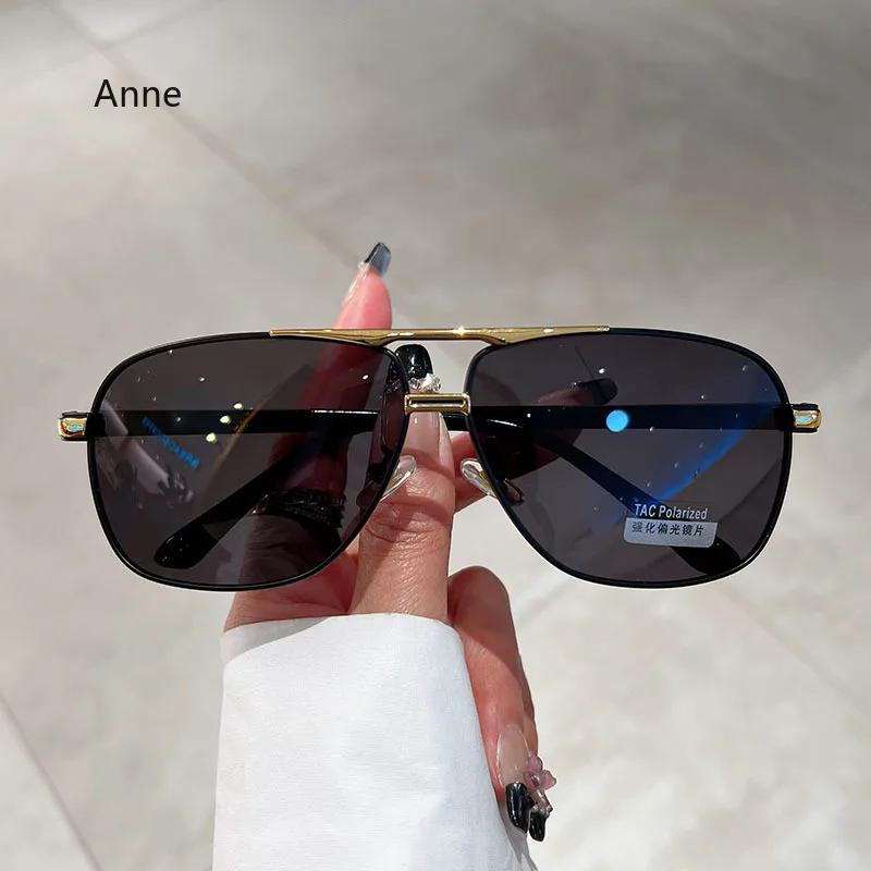 Большие винтажные солнцезащитные очки для мужчин и женщин, модные поляризованные фотохромные очки с двойной перемычкой для вождения, солнцезащитные очки