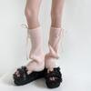 Lace Up Knitted Foot Cover Y2K Women Leg Warmers Pile Socks Bowknot Leg Cover  Student