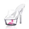 Women's Dance Shoes Summer High Heels 15cm Stiletto Heel Clear Crystal Sandals Model Shoes YKC
