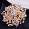 Brooch Pin Anti-rust Silver Plated Brooch Rhinestone Round Blossom Flower Breastpin for Dating Wedding Party
