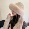 Hat Women's New Winter Imitation Fur Plush Hat Warm Solid Color Mongolian Hat Advanced Sense Shows Washbasin Hat Tide