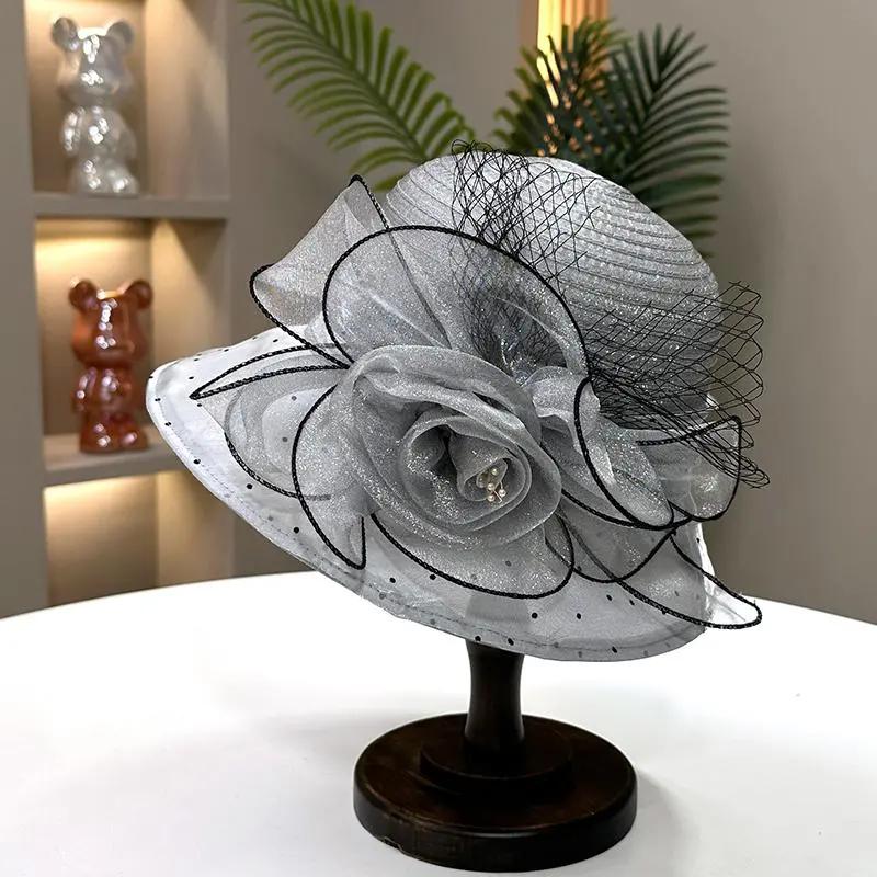 WTEMPO Элегантные сетчатые лоскутные однотонные повседневные универсальные шляпы женские летние большие поля складные солнцезащитные пляжные шляпы