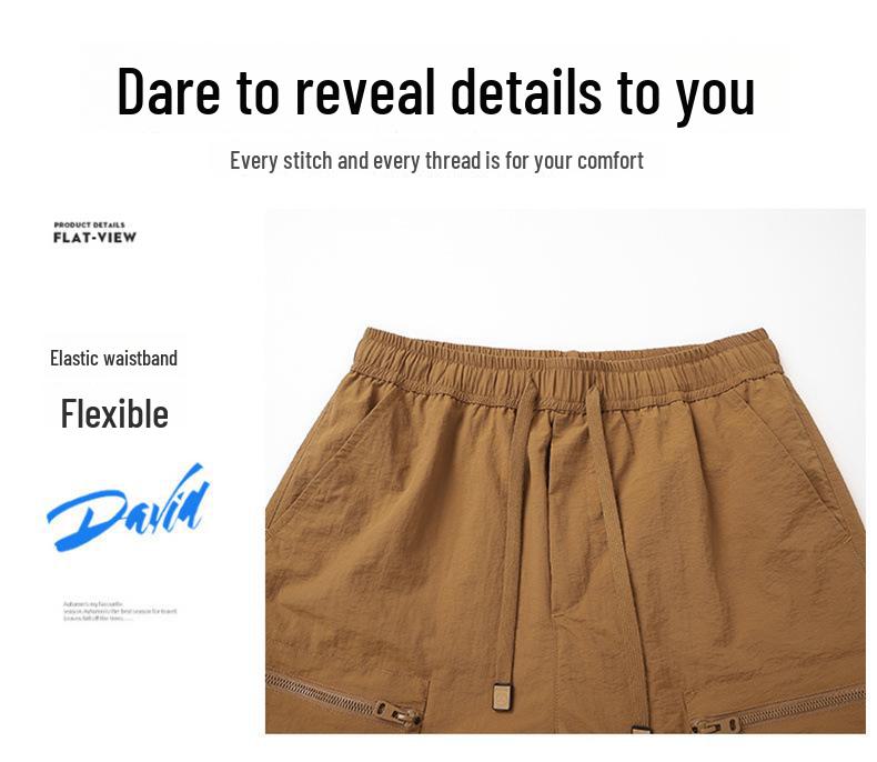 Мужские шорты Ice Silk Quick-Dry Outdoor Shorts – летние легкие, свободного кроя, с множеством карманов