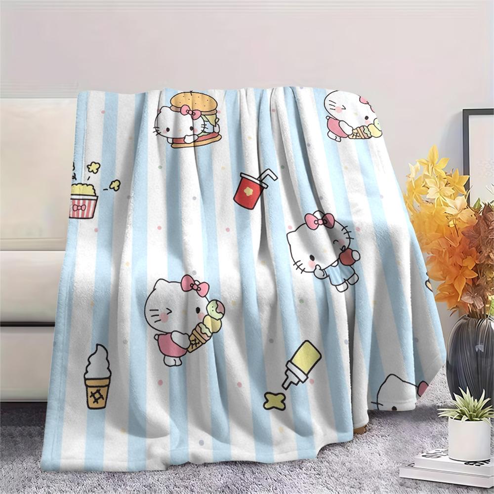 Фланелевое одеяло с принтом Hello Kitty, Высокое качество, Удобное для всех сезонов, Декор для дома, Тепло и уют