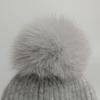 MAIA Fox Fur Pom Pom Beanie Hat - Grey