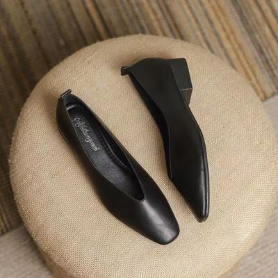 Осенние женские новые дышащие и универсальные удобные женские туфли на мягкой подошве, туфли-лодочки из мягкой кожи с квадратным носком