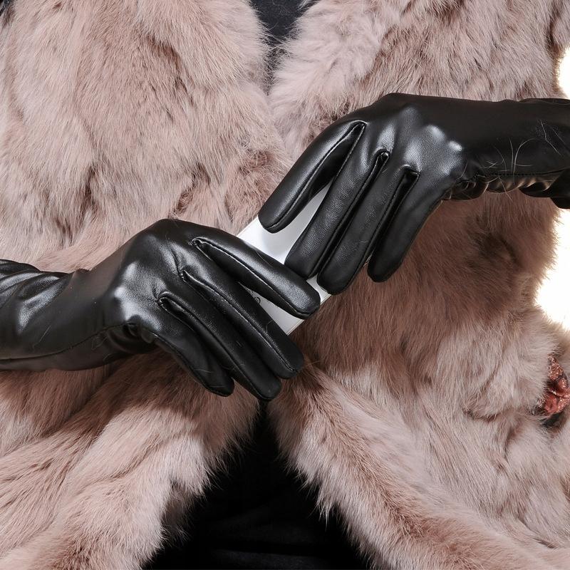 brown women' GLOVES stylish snake skin slightly shiny autumn/winter
