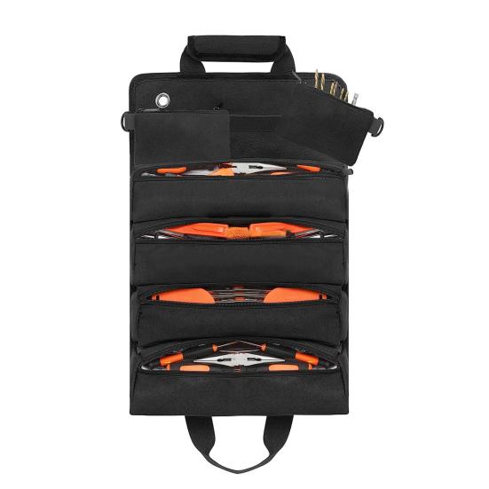 Свернутая сумка для инструментов с ручкой, несколькими отделениями, водонепроницаемая прочная сумка-органайзер на молнии большой емкости