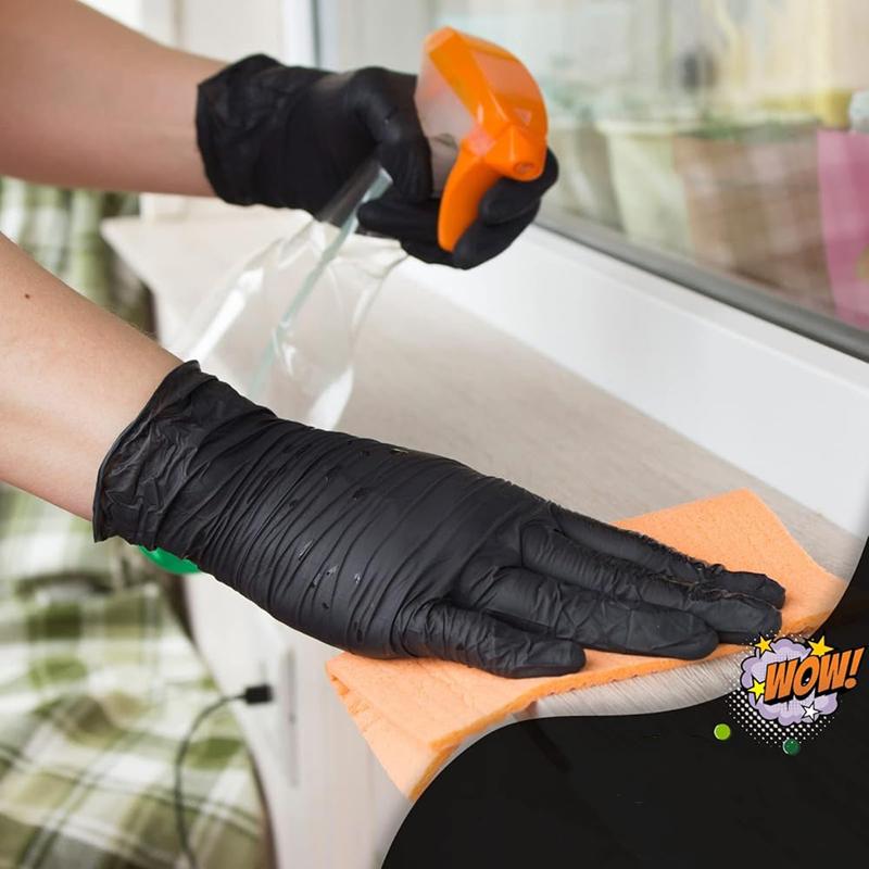 Black Nitrile Disposable Gloves 20/50/100PACK Latex Free Industrial Grade Household Gloves for Tattoo Hair Dye Cleaning Mechanic