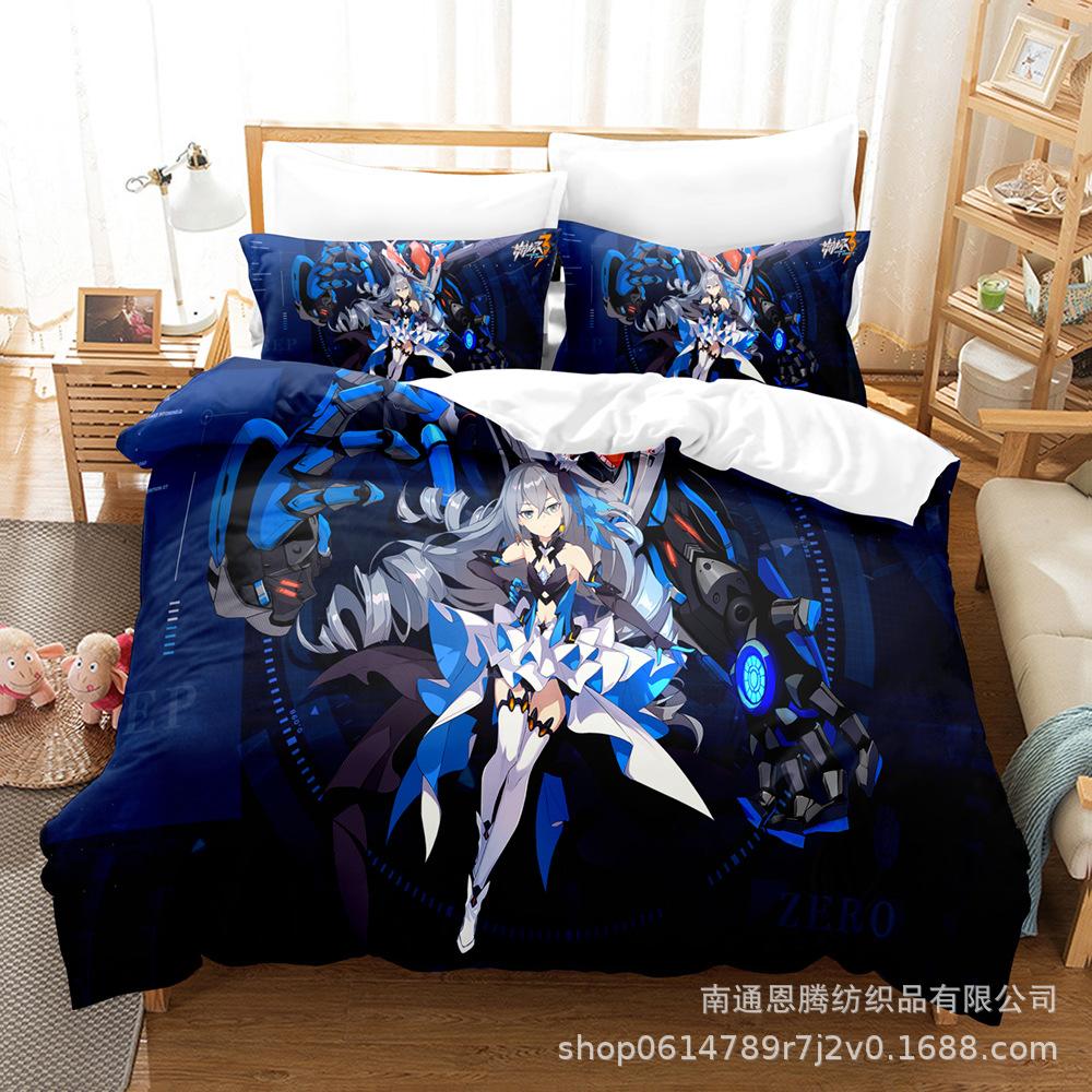 Постельное белье Honkai Impact 3 Односпальный Полутораспальный Двуспальный Кинг-сайз Игра Аниме Комплект для кровати Взрослый Детский Спальня Комплекты пододеяльников 3D-принт 013