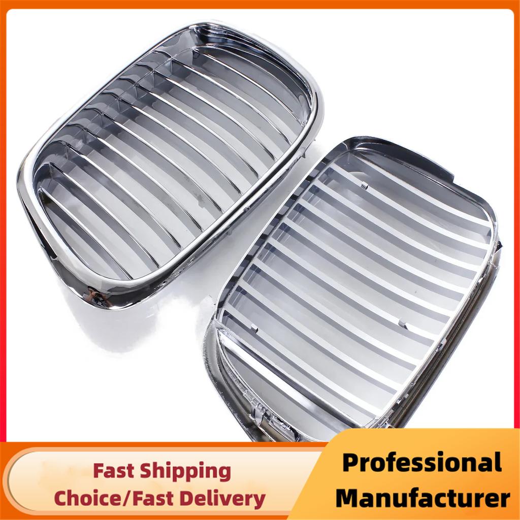 Chrome Car Front Bumper Kidney Grille For BMW E39 M5 5 Series 525i 528i 530i 1997-2004 1Pair Front Bumper Racing Grills