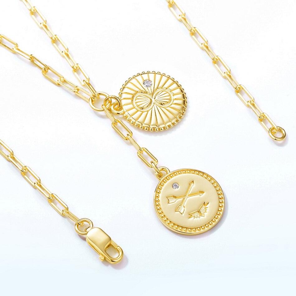 925 Silver Necklace Double Coin Arrow Shell Shape Engraving Necklace Gift 500mm Adjustalbe Chain High Quality New