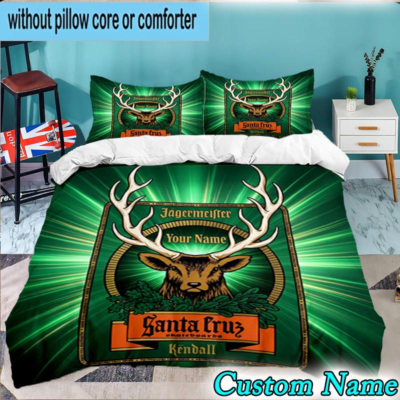 Custom Name 3PCS Jager-meister Spirit Drink Bedding Set,Including Duvet Cover And 2pcs Pillowcases Perfect for Bedroom,Dormitory,Fan Christmas gift