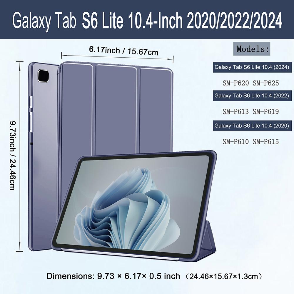 Case for Samsung Galaxy Tab S6 Lite 10.4'' // (SM-P620/P610/P613/P615), Magnetic Slim Trifold Stand Cover,Soft Back