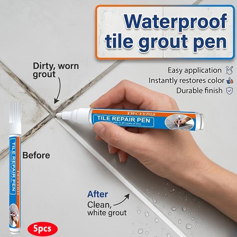 5Pcs Waterproof Tile Grout Pen White Grout Repair Marker for Bathroom Kitchen Gaps