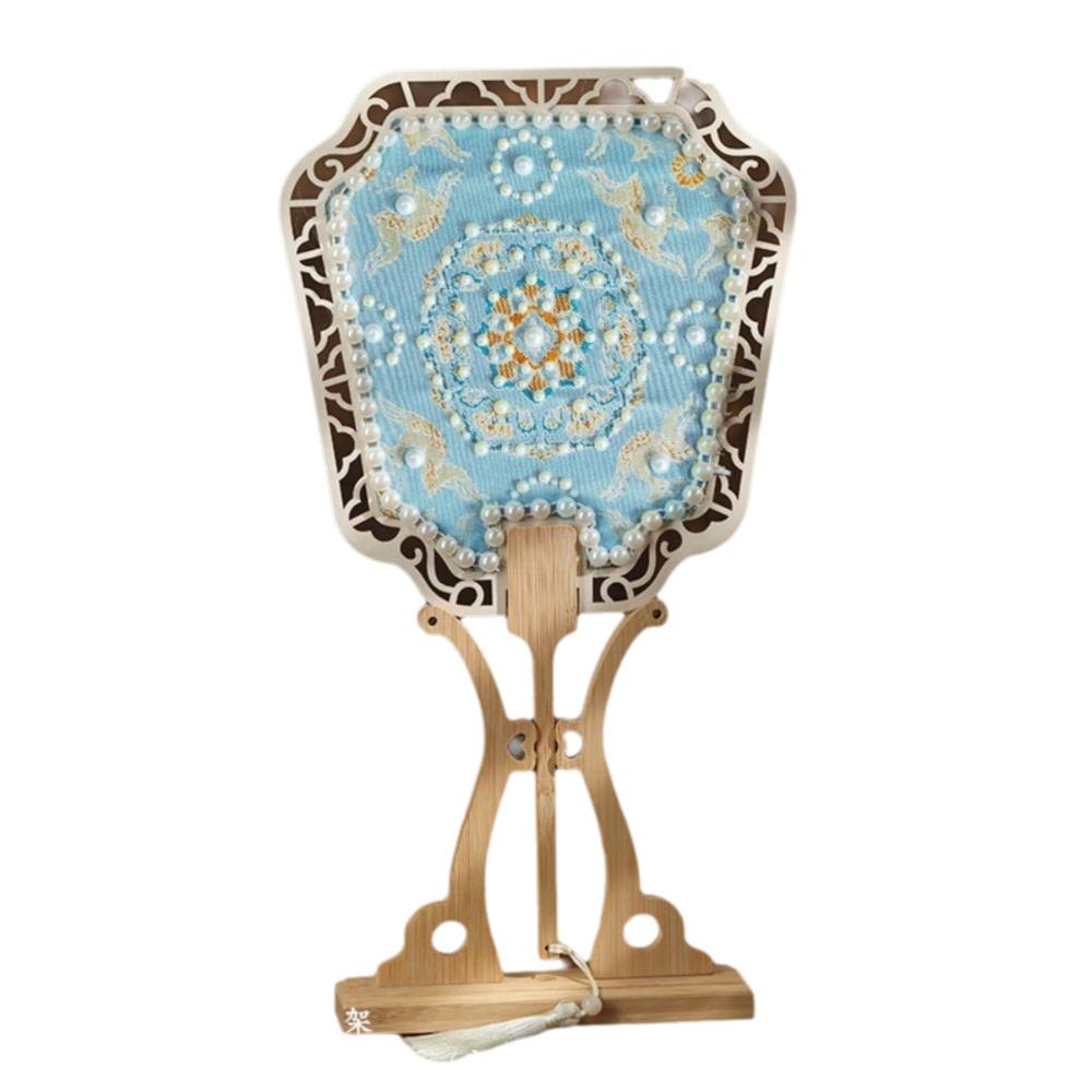 Chinese Style Handheld Fan Vintage Handmade Ancient Style Fan DIY Material Pack with Tassel Embroidery Fan Dance Performance