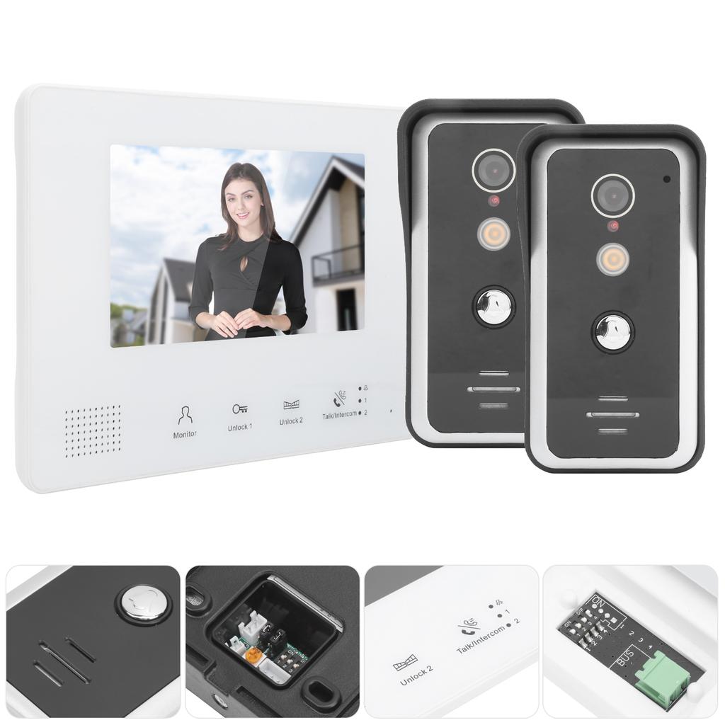 2?Проводная система видеодомофона 7-дюймовый монитор 2 камеры Высокое разрешение Ночное видение Домашний Интерком