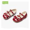 Новогодние красные туфли-лолиты Snuffy Girls из кожи - Модные, с мягкой подошвой для весны/осени 2026
