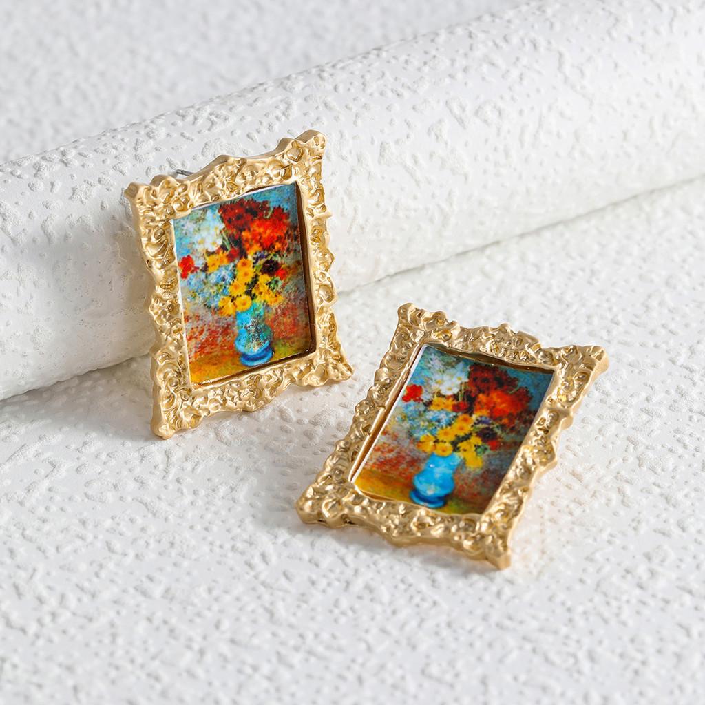 Портрет Мона Художественные Лиза Серьги Геометрический Дизайн Для Женщин Модные