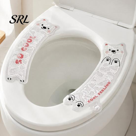 Portable Toilet Seat Pad for Rental 1 Pair Cover with Cooling Gel Particles, Cute Cartoon Bear Design, Waterproof Reusable Non Slip Protector