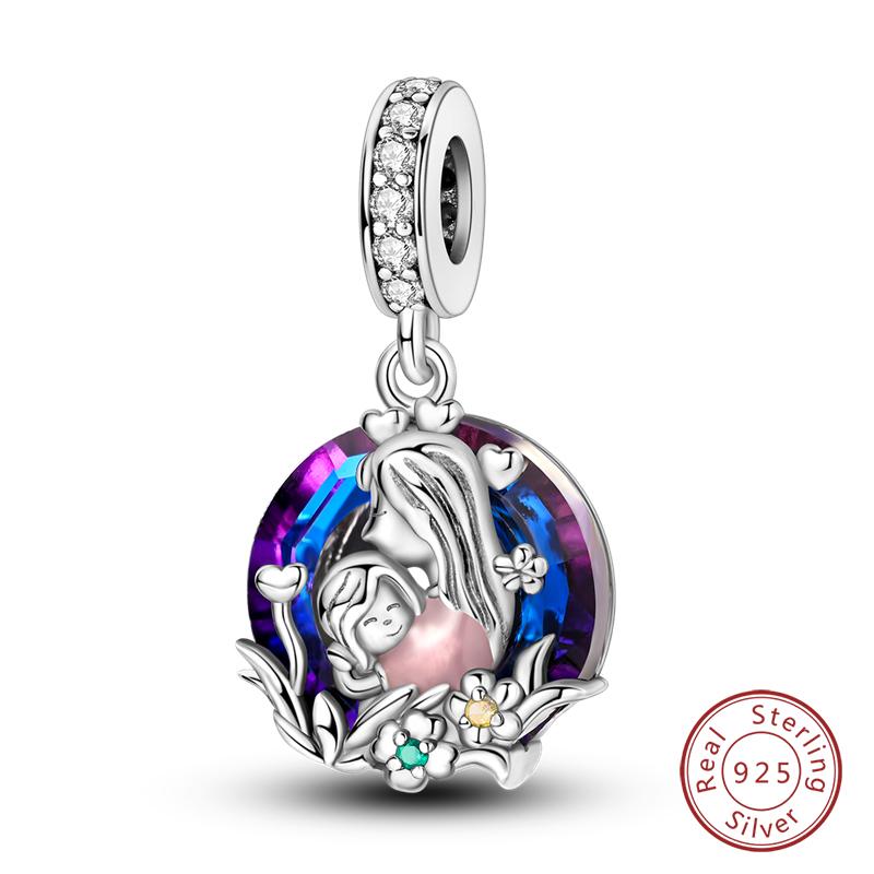 100% Медь Синий Кристалл Дерево Жизни Ангел Звезда Луна Подвески Шармы Подходят для Оригинальных Браслетов Qikaola DIY Ювелирные Изделия