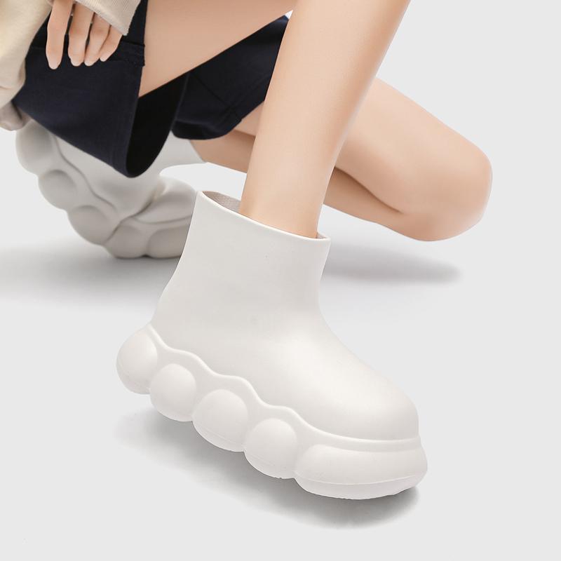 Женские сверхлегкие водонепроницаемые нескользящие сапоги из ЭВА с толстой подошвой, модные зимние плюшевые хлопковые теплые и удобные уличные резиновые сапоги