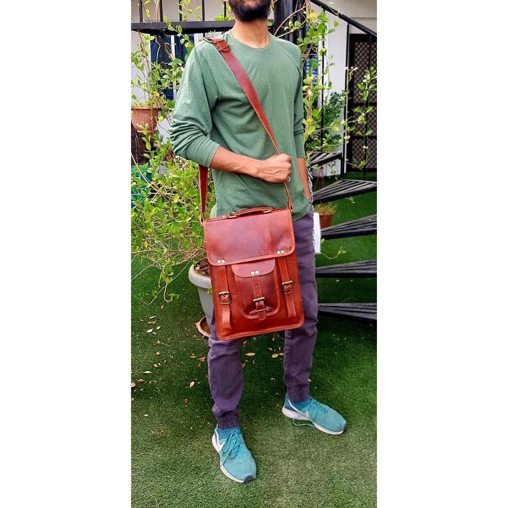 Сумка-мессенджер из натуральной кожи через плечо в деревенском стиле для мужчин