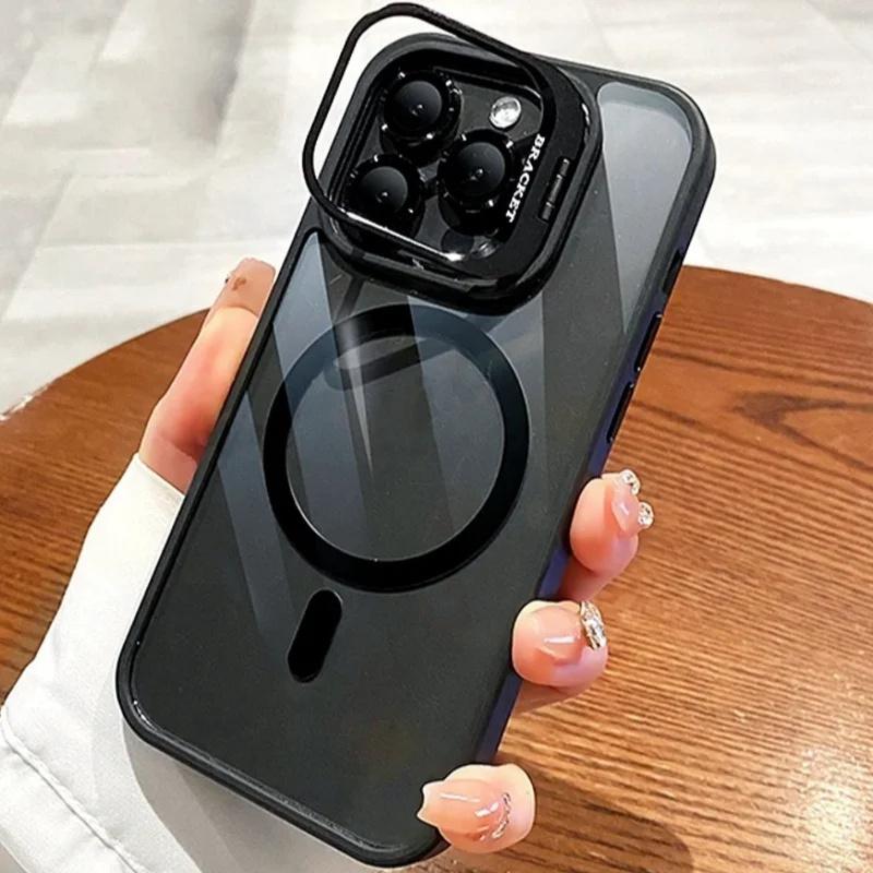 For Magsafe Phone Cases For iPhone 16 13 12 11 Pro Max Camera Lens Glass Protector Case For iPhone 15 14 Pro Max 16 Plus Cover
