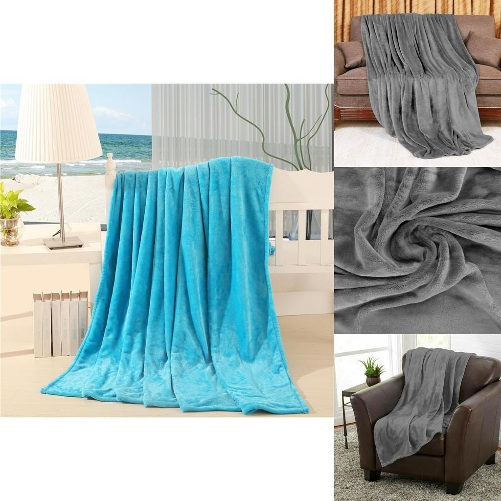 Супермягкий Теплый Фланелевый Плед для Уютных Ночей, Однотонные Варианты