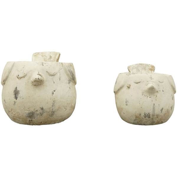 Bird-shaped cement flowerpot cover - intentionally aged