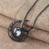 Punk Gothic Witch Black Moon Necklace Triple Moon Goddess Blue Stone Pendant Necklace for Women Men Halloween Jewelry Gift