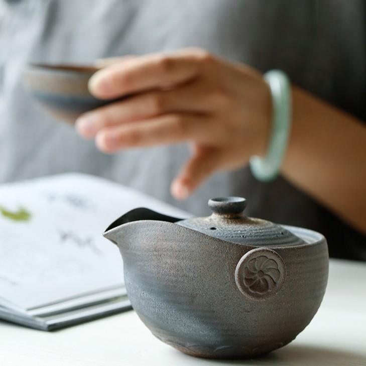 Керамическая чашка для быстрого чая в японском стиле, один горшок, одна чашка, портативный ручной чайник, чайный набор для кунг-фу