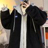Imitation Lambswool Patchwork Hoodie Zipper Drawstring Pockets Colorblock Winter Thick Warm Coat Loose Hooded Sweatshirt Couple Gift