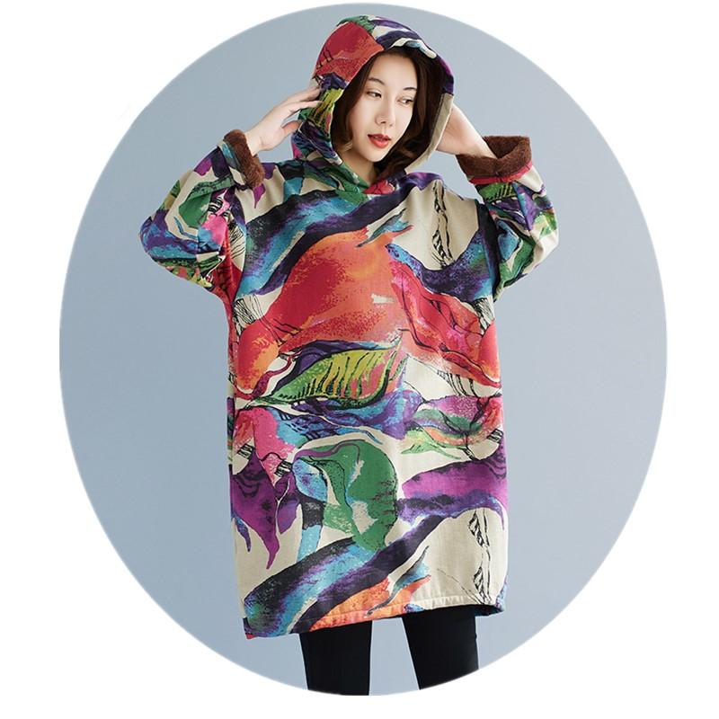 Хлопковое худи с длинным рукавом большого размера, винтажный цветочный принт, новинка, платья для женщин, повседневное свободное мини платье на весну, осень, зиму