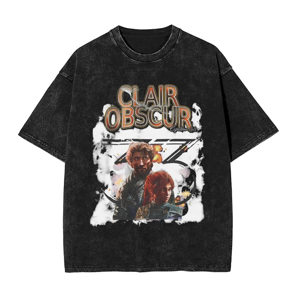 Футболки RPG Игра Цитаты Clair Obscur Мужские Повседневные Хлопковые Футболки С Круглым Вырезом и Коротким Рукавом Одежда