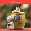 Cartoon Wine Cute Barrel Cat And Dog Mini Model Ornament For Decoration Garden