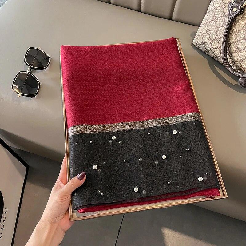 Women Fashion Scarf Plain Solid Silk Linen Shawls Scarves Four Seasons Lady Silk Scarf