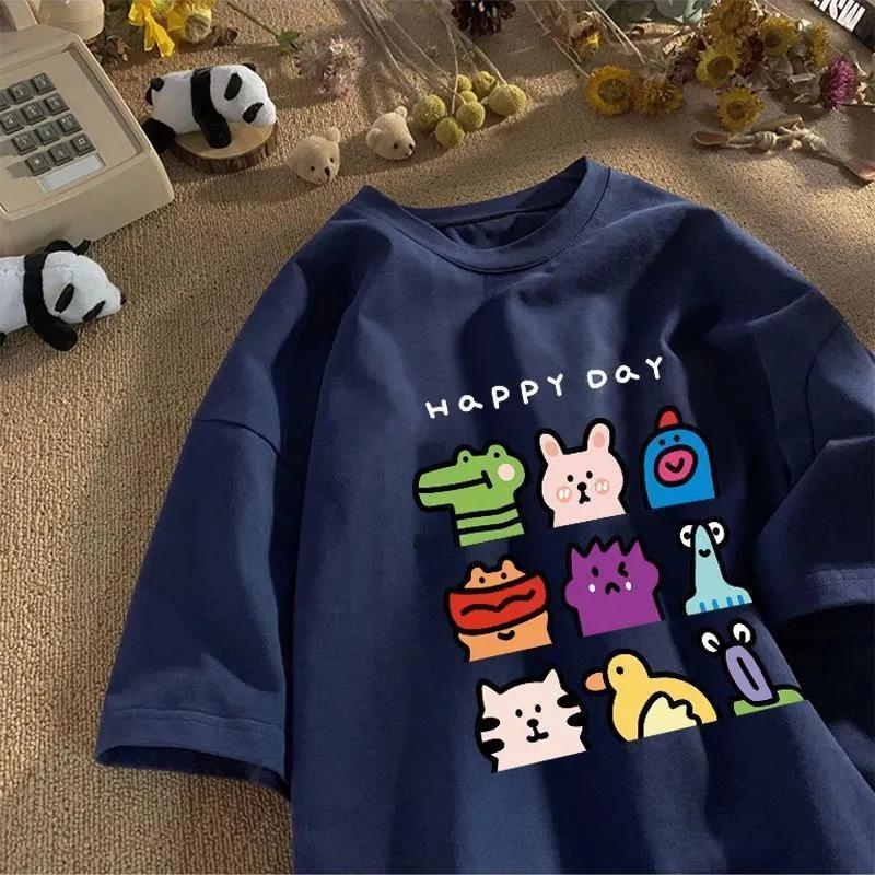 1Pc Unisex Cotton Short Sleeve T-Shirt Fashion Shirt for Men Classic Crew Neck Shirt for Women Letter Print Top Going Out Trendy Summer Clothes
