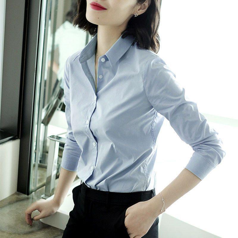 Women's Purple Long-Sleeve Professional Shirt - Spring/Autumn Korean Style, All-Match