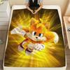 Tails Sonic Super Form Flannel Blanket, Birthday & Holiday Gift, Tails Lover Throw for Home Decor.chl