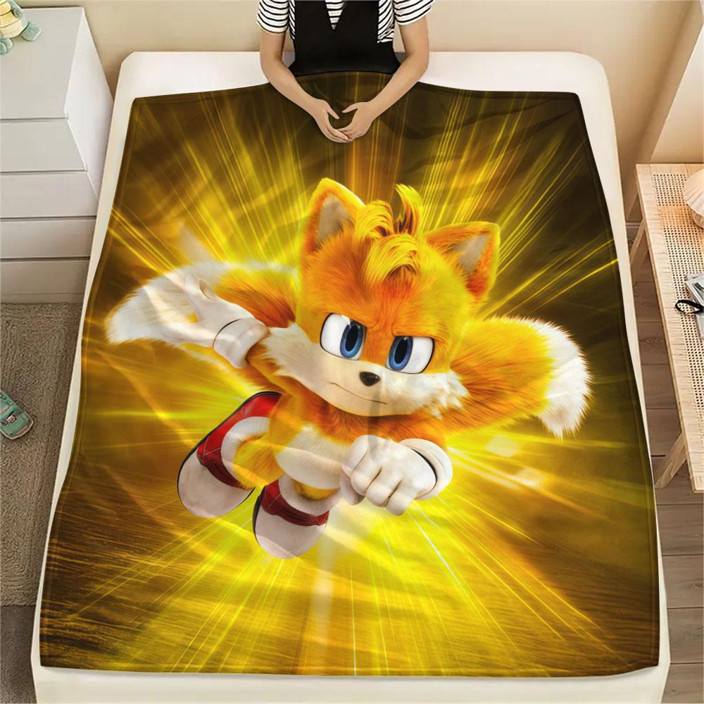Tails Sonic Super Form Flannel Blanket, Birthday & Holiday Gift, Tails Lover Throw for Home Decor.chl