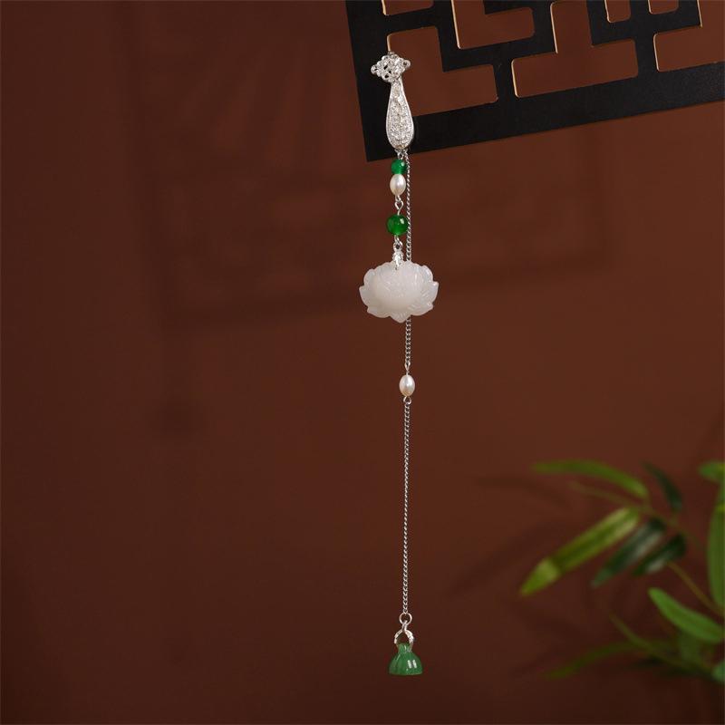 Имитация жемчуга Женское украшение Ханфу Ювелирные изделия Длинная подвеска-кисточка Аксессуары для ципао Сплав Ципао Прессованный лацкан