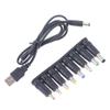 Адаптер Зарядный шнур Разъем постоянного тока USB на разъем постоянного тока Сменные вилки Адаптер питания постоянного тока