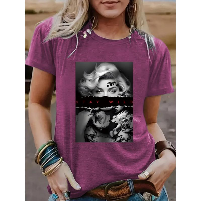 Летняя женская одежда с рисунком из чистого хлопка с круглым вырезом и короткими рукавами, повседневные модные футболки для женщин