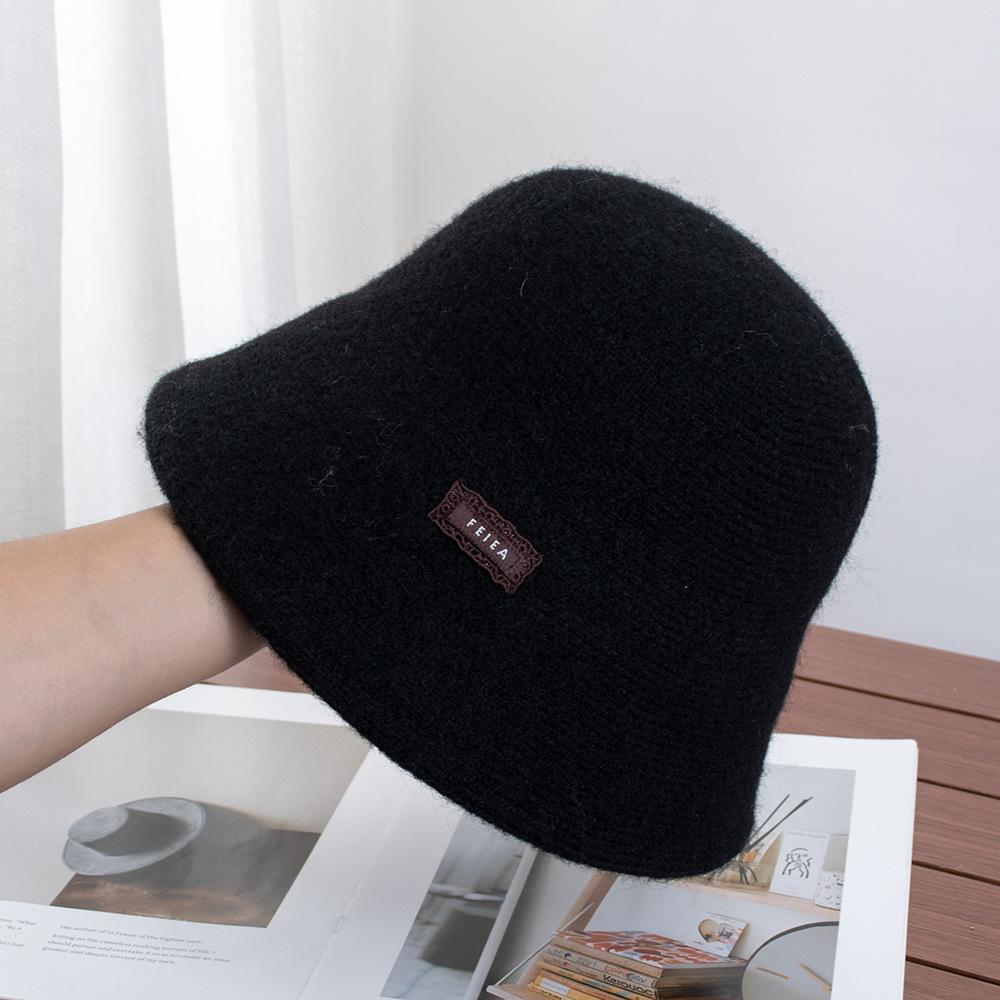 Plush hat women's autumn and winter wide brims show small face plain and versatile woolen bucket hat foldable basin hat