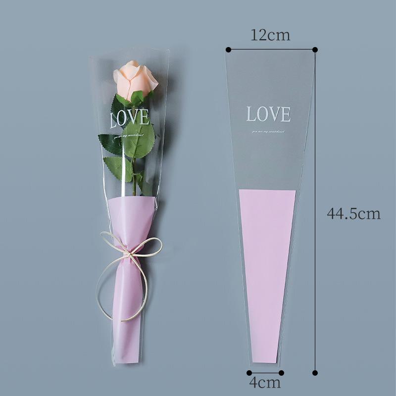 Valentine's Day Transparent Waterproof Flower Bag for Single Bouquet