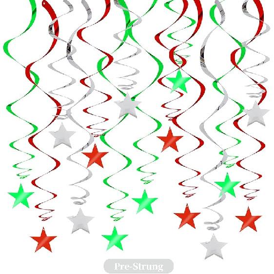 BEISHIDA Silver Star Hanging Swirl Decorations,Hanging Silver Party Supplies for Graduation Wedding Baby Shower Decorations, Pack of 15