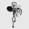Black Braided Rope Keychain Three-Dimensional Love Ball Racket Cherry Charm Pendant Keyring Simple Bag Decoration
