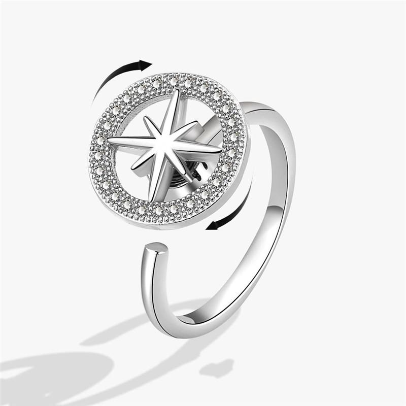 Fashion Beads Anxiety Ring Fidget Spinner Rings Korea Crystal Butterfly Flower Star Moon Ring Anti Stress Jewelry Gift