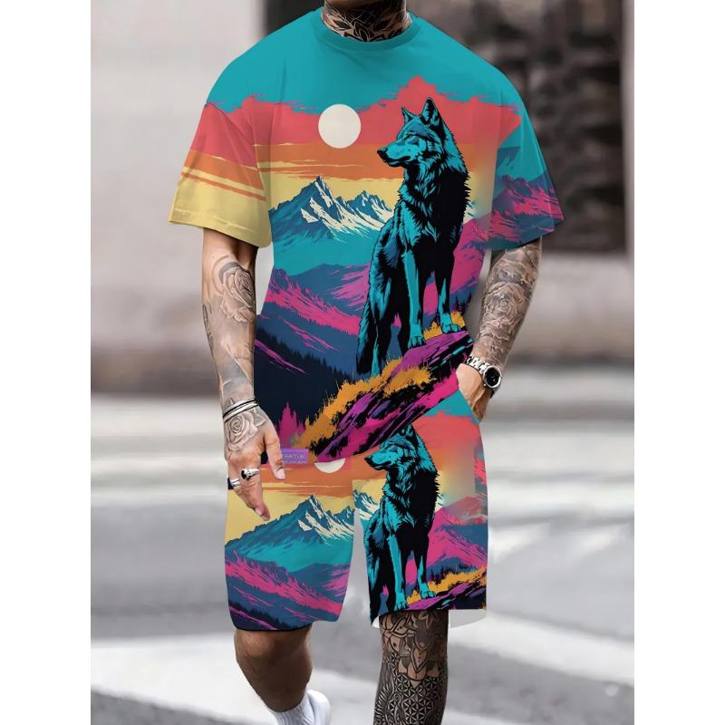 Летний повседневный мужской комплект из футболки и шорт, городская уличная мода, мужская одежда с коротким рукавом для активного отдыха